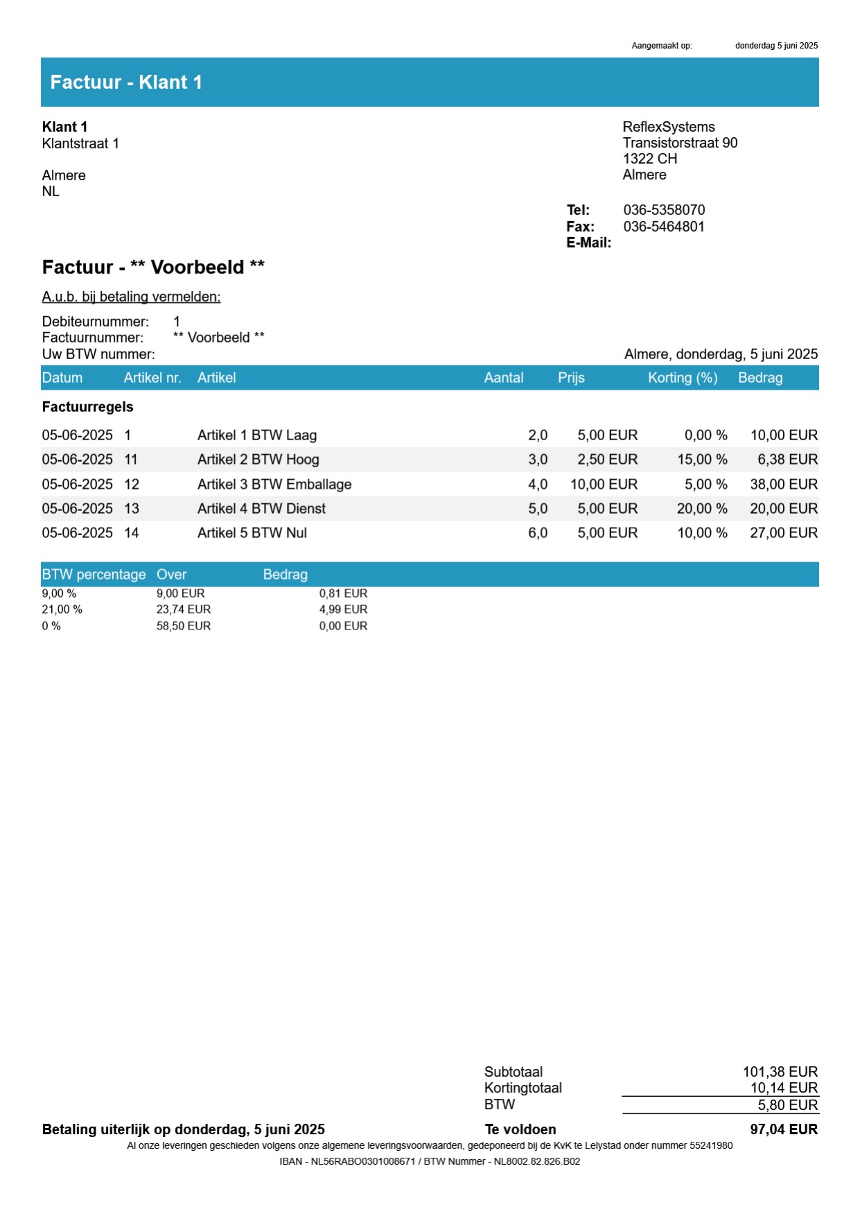 Schermafbeelding verkoopfactuurrapport