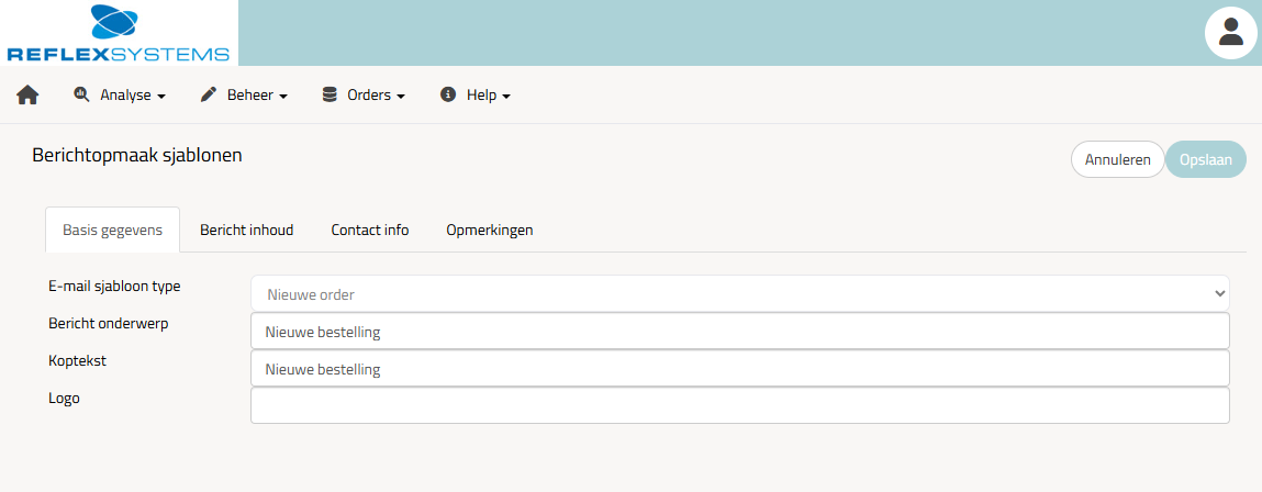 Template configuratie