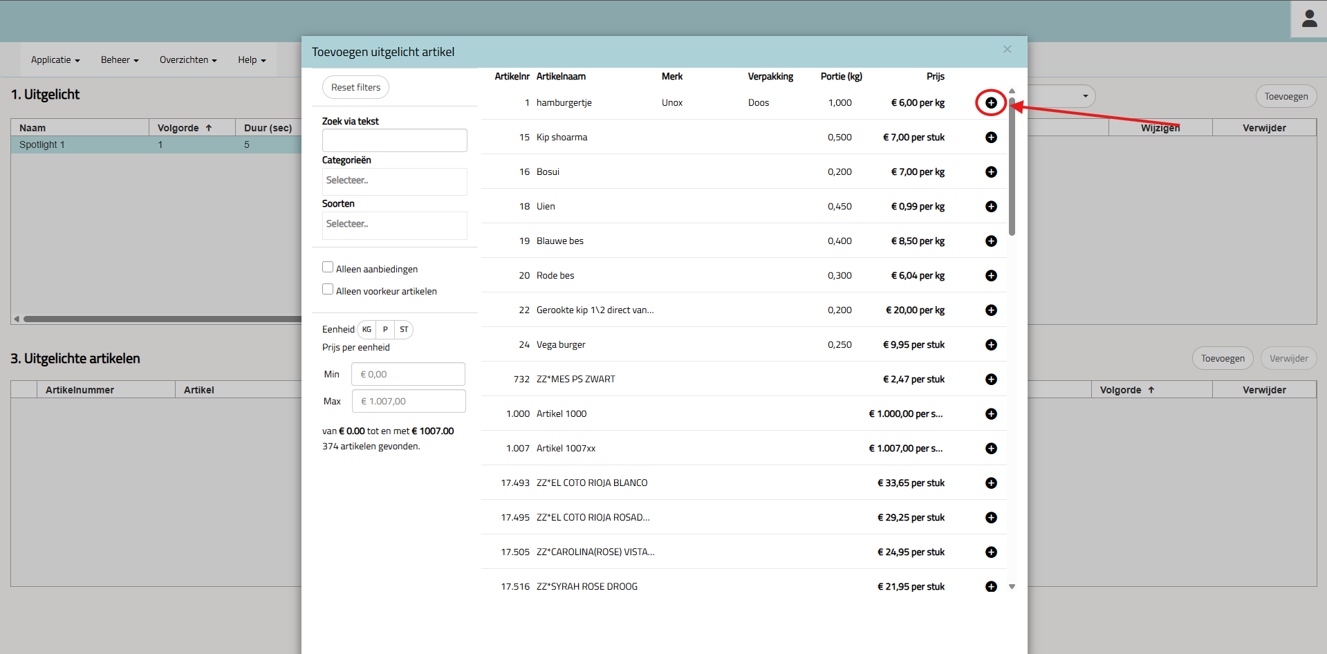 Product selecteren