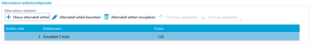Alternatief artikel configureren