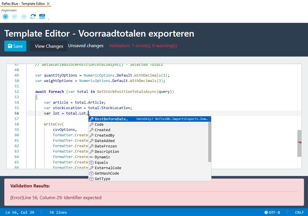 Script editor met intellisence