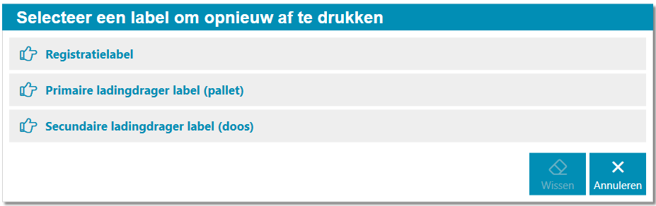 Registratie label selectie op de Flex 3000