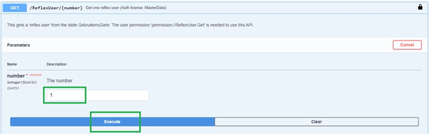 Swagger ExecuteReflexUserEndPoint